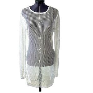 White mesh with stone glamours dress cover up